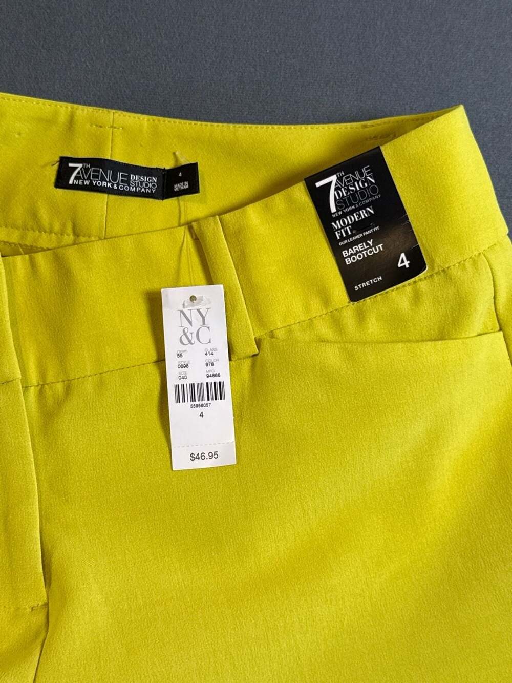 7th Avenue Design Studio New York & Company Pants Size 4 Yellow Stretch